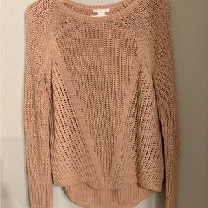 H&M Pink Crew Neck Sweater Chunky Knit Casual